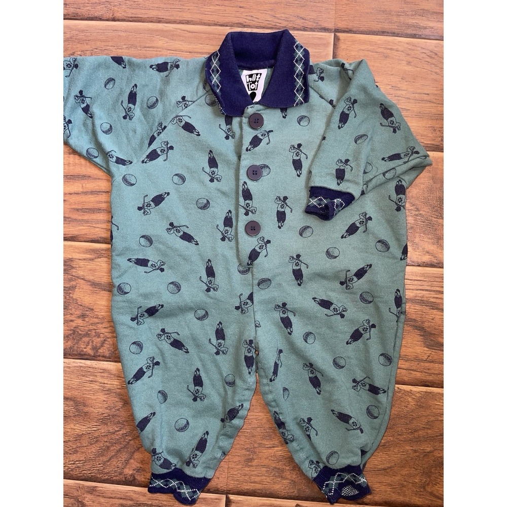 Vintage Golf Baby Hot Tot Long Sleeve One Piece Outfit Made In America Size 12M